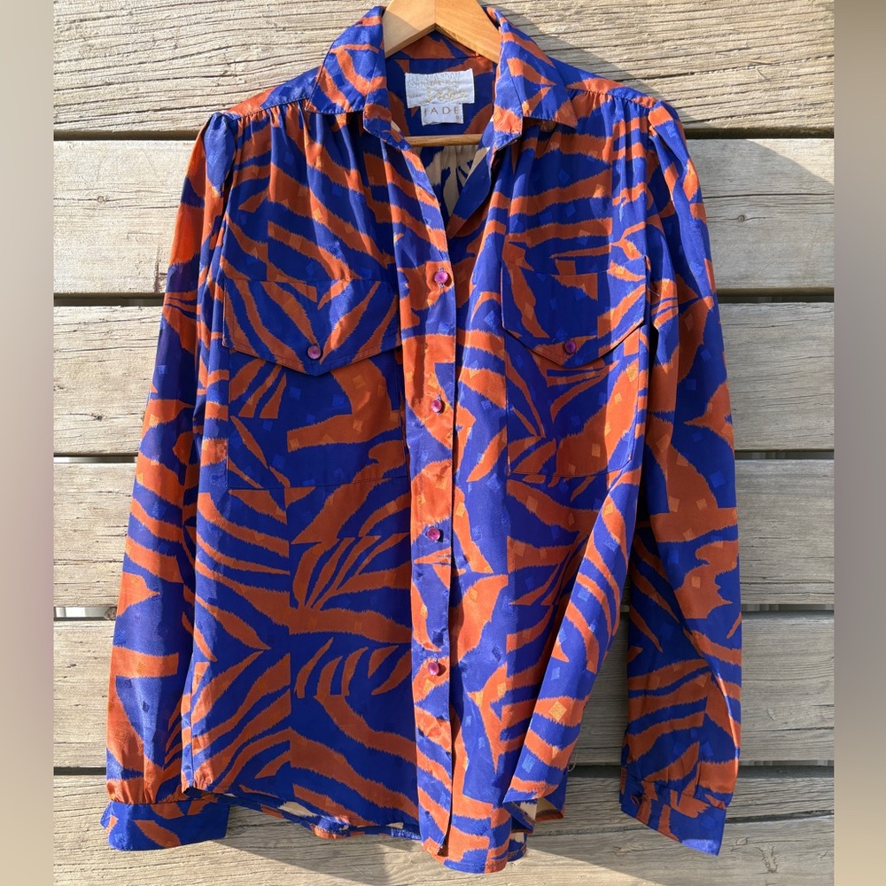 A.P.C. Orange and Blue Patterned Blouse